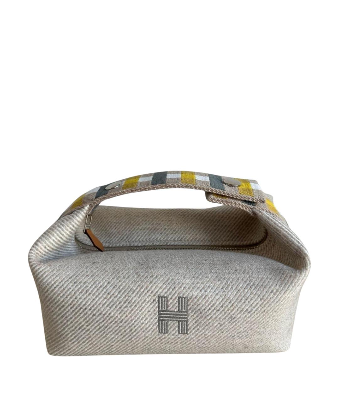HERMES Бежевая хлопковая косметичка, фото 1
