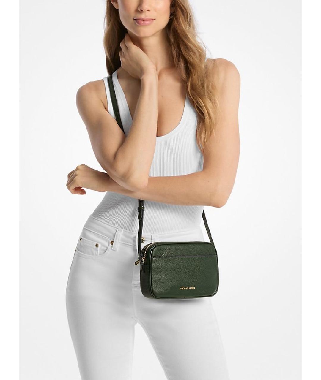 MICHAEL KORS Зеленая кожаная сумка через плечо, фото 4