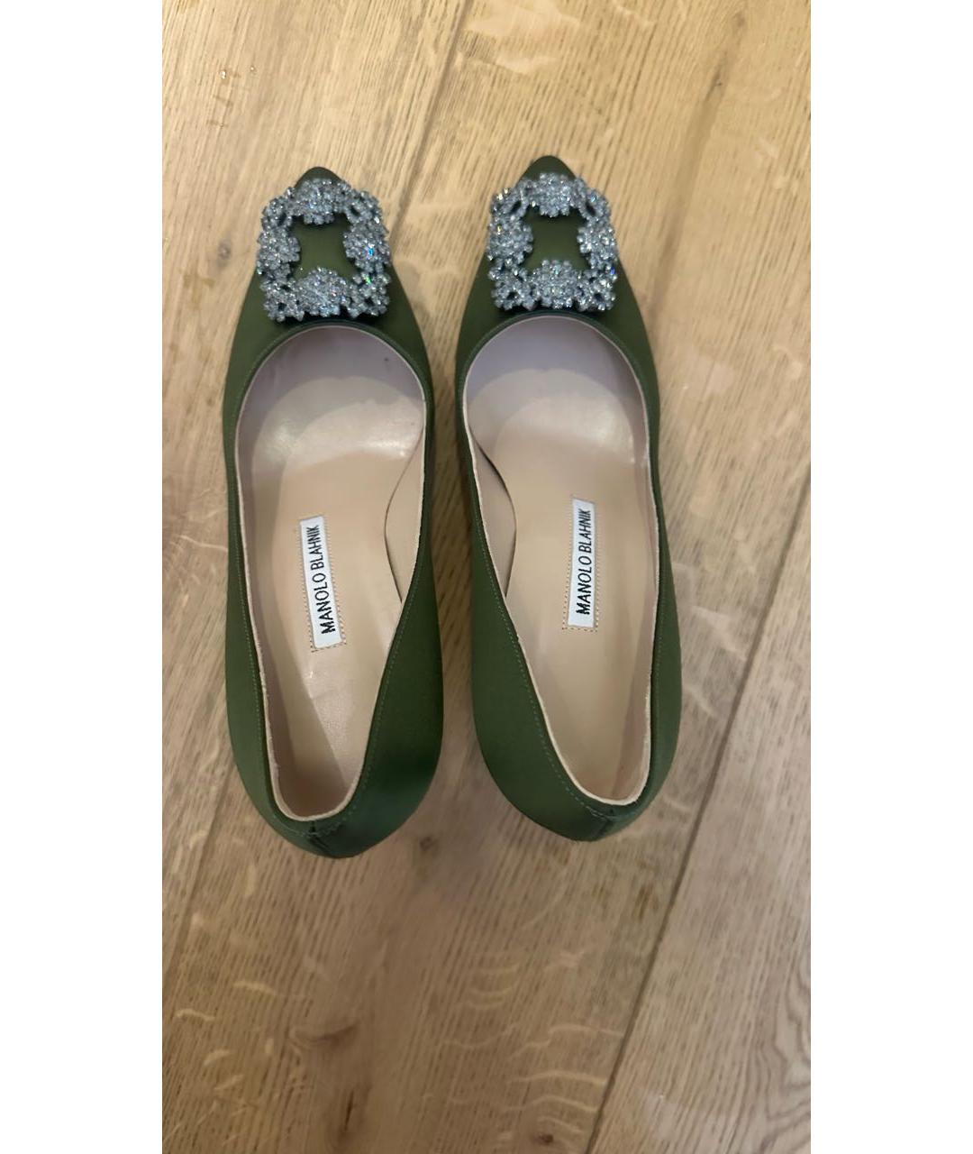 MANOLO BLAHNIK Хаки текстильные туфли, фото 2