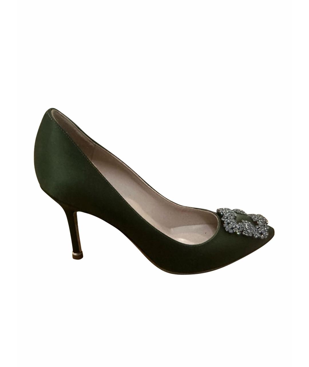 MANOLO BLAHNIK Хаки текстильные туфли, фото 1