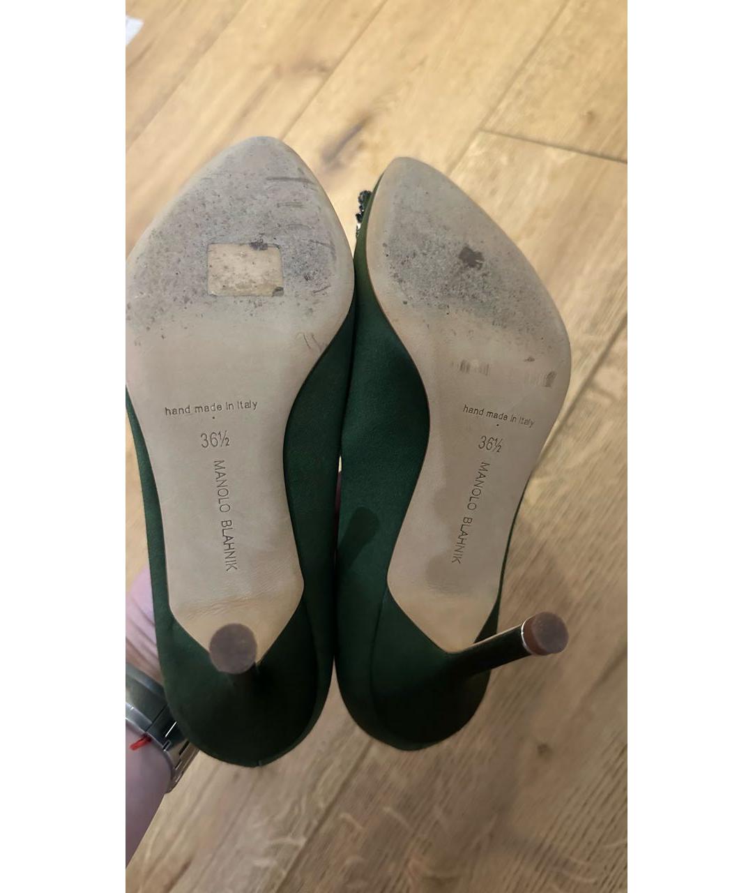 MANOLO BLAHNIK Хаки текстильные туфли, фото 5