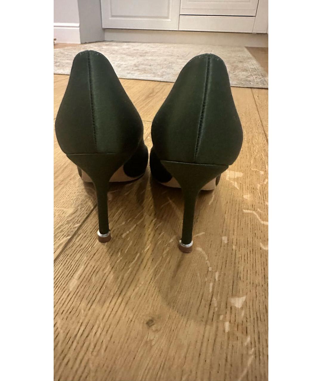MANOLO BLAHNIK Хаки текстильные туфли, фото 4
