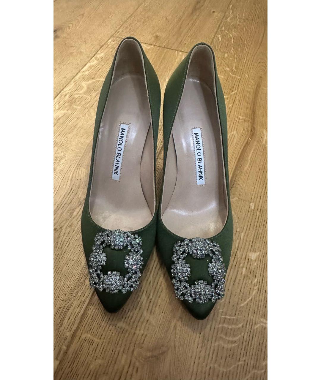 MANOLO BLAHNIK Хаки текстильные туфли, фото 3