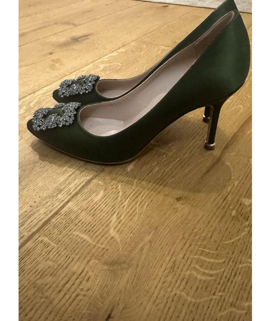 MANOLO BLAHNIK Хаки текстильные туфли, фото 7