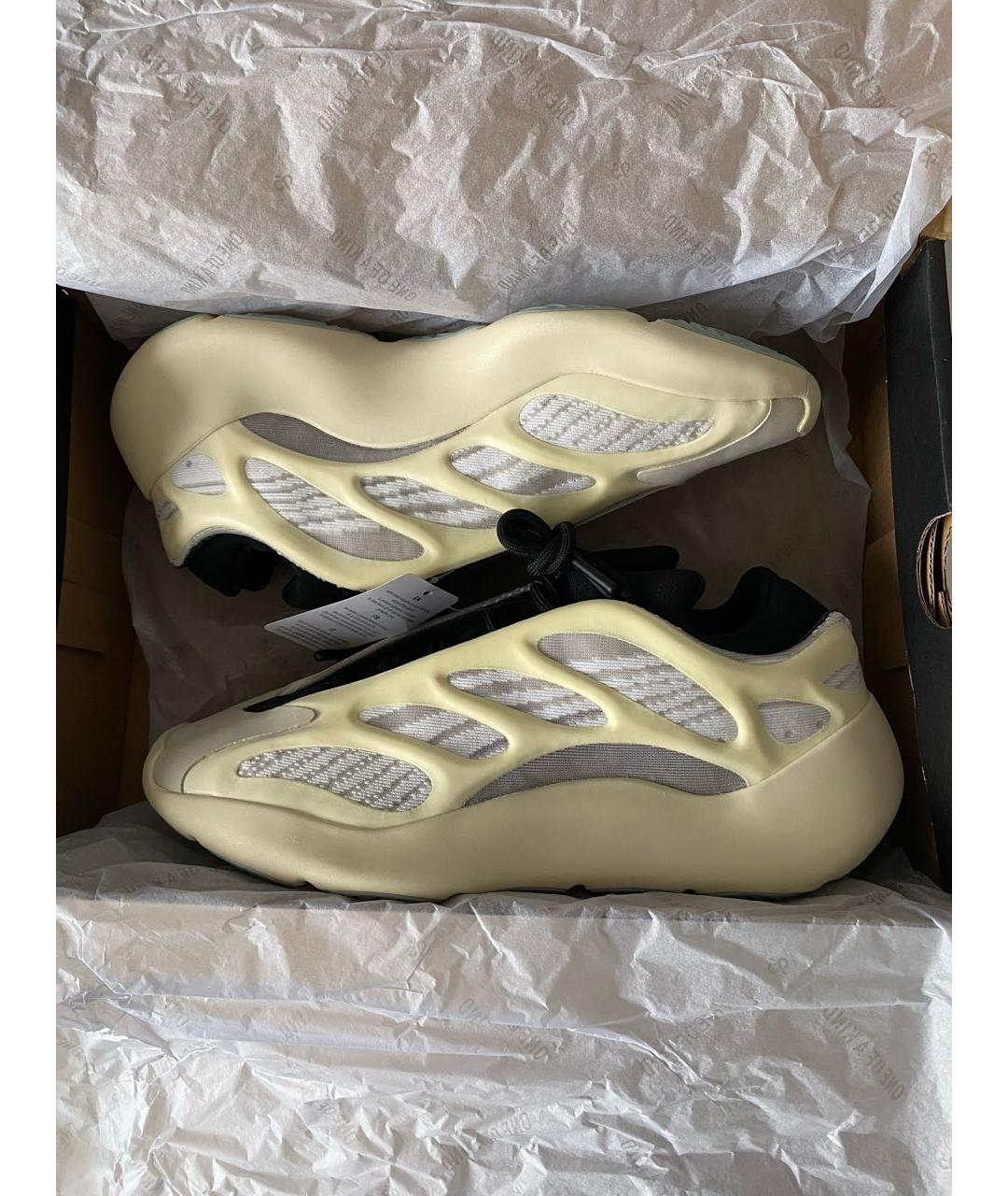 ADIDAS YEEZY Бежевые текстильные низкие кроссовки / кеды, фото 2