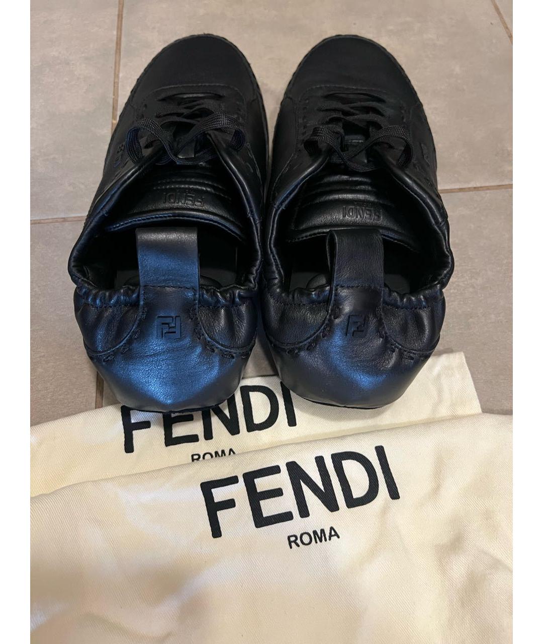 FENDI Черные кожаные кеды, фото 6