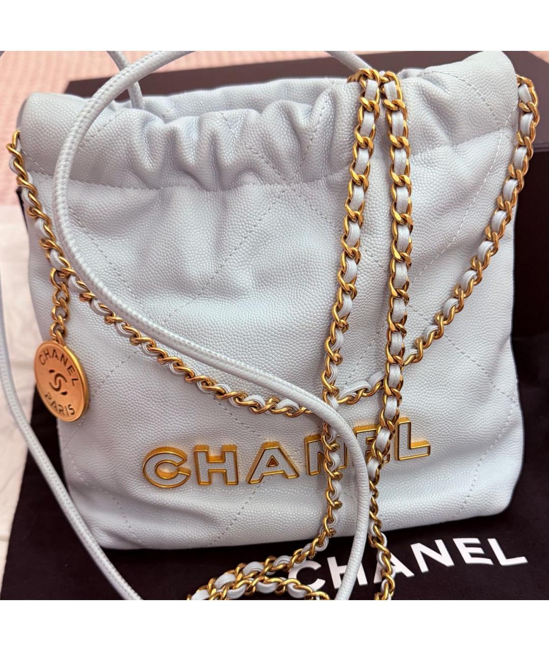 CHANEL Голубая кожаная сумка через плечо, фото 7
