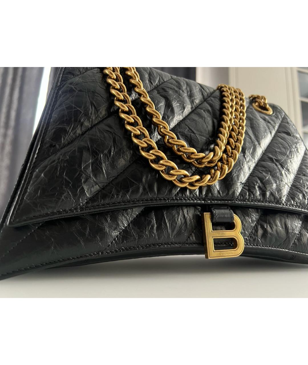 BALENCIAGA Черная кожаная сумка через плечо, фото 2
