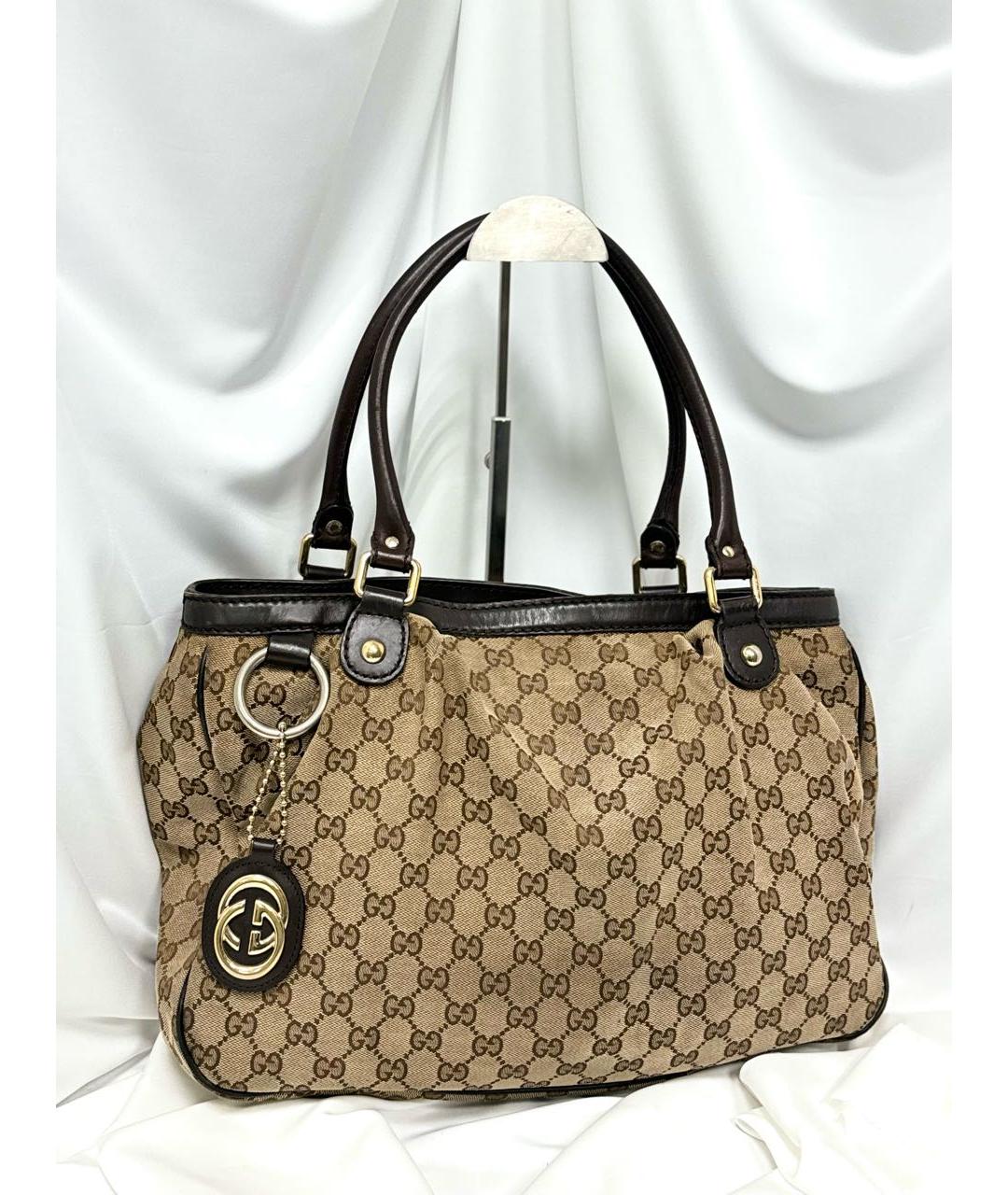 GUCCI Бежевая жаккардовая сумка тоут, фото 2