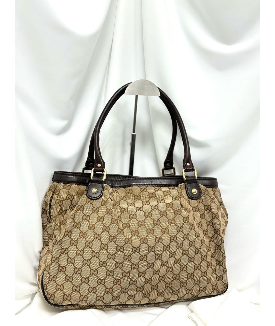 GUCCI Бежевая жаккардовая сумка тоут, фото 4
