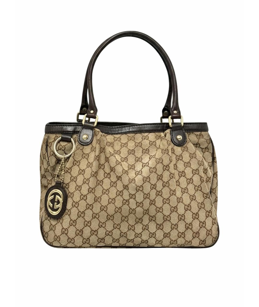GUCCI Бежевая жаккардовая сумка тоут, фото 1
