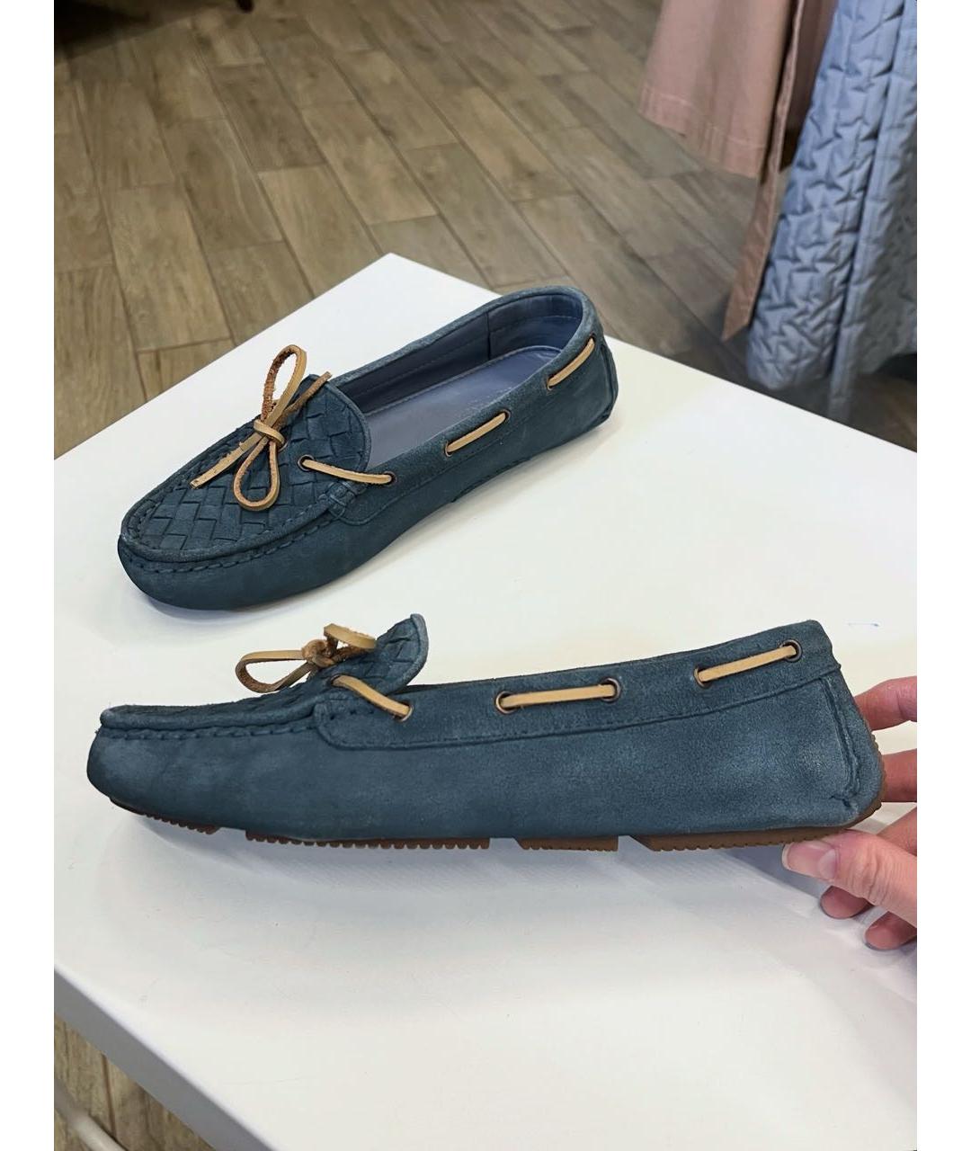 BOTTEGA VENETA Синие замшевые мокасины, фото 8