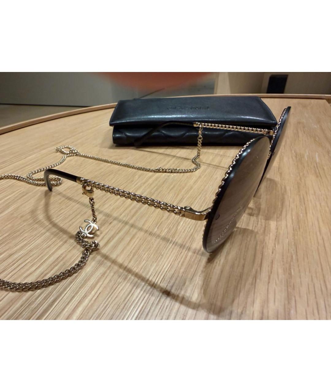 CHANEL Коричневые металлические солнцезащитные очки, фото 2
