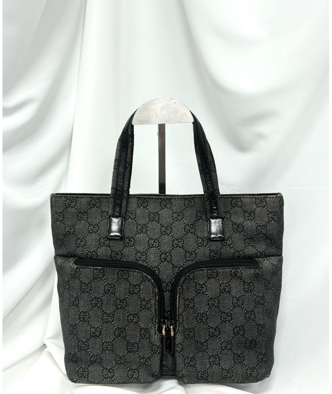 GUCCI Черная жаккардовая сумка с короткими ручками, фото 5