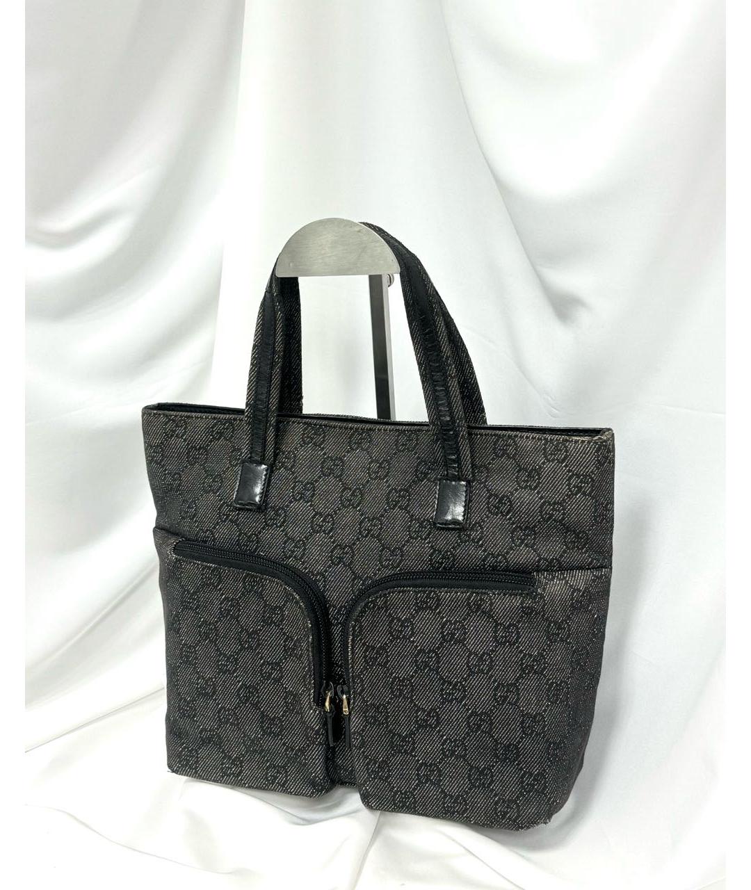 GUCCI Черная жаккардовая сумка с короткими ручками, фото 2