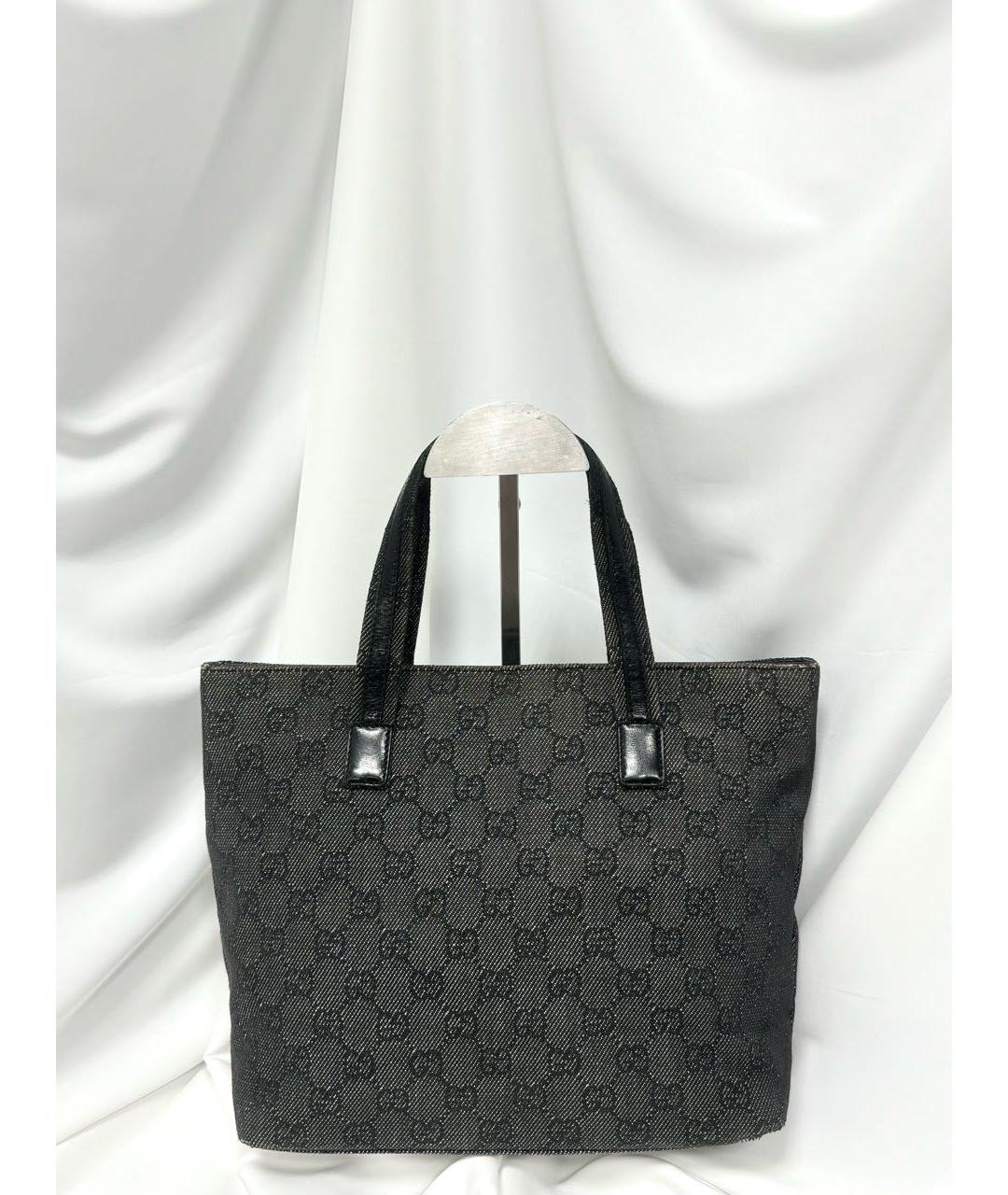 GUCCI Черная жаккардовая сумка с короткими ручками, фото 4