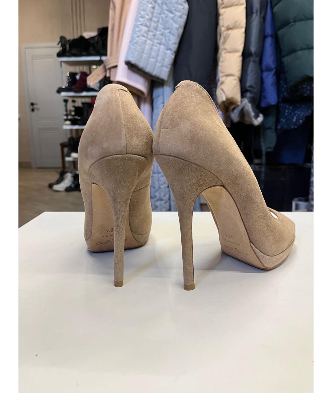 JIMMY CHOO Бежевые замшевые туфли, фото 5