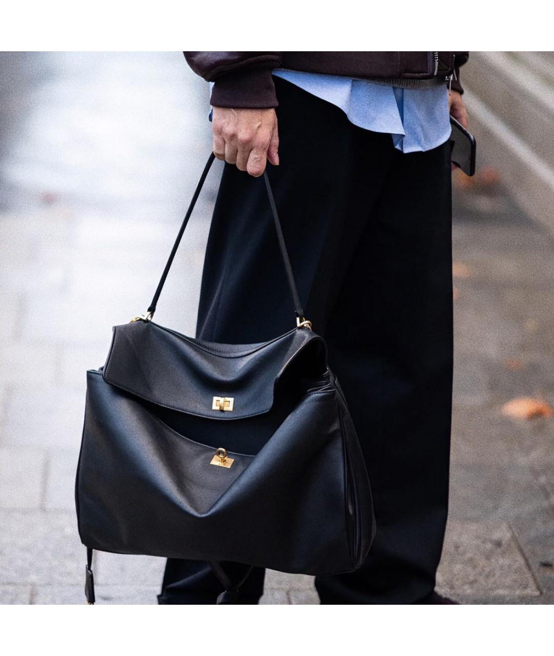 BALENCIAGA Черная кожаная сумка через плечо, фото 4