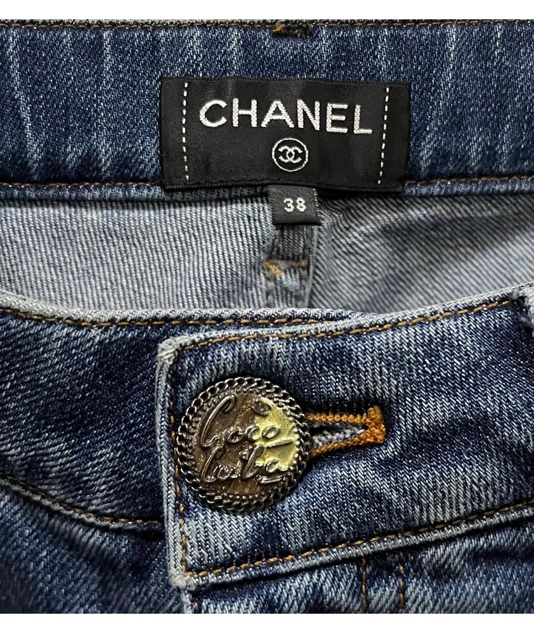 CHANEL Синие хлопковые прямые джинсы, фото 3