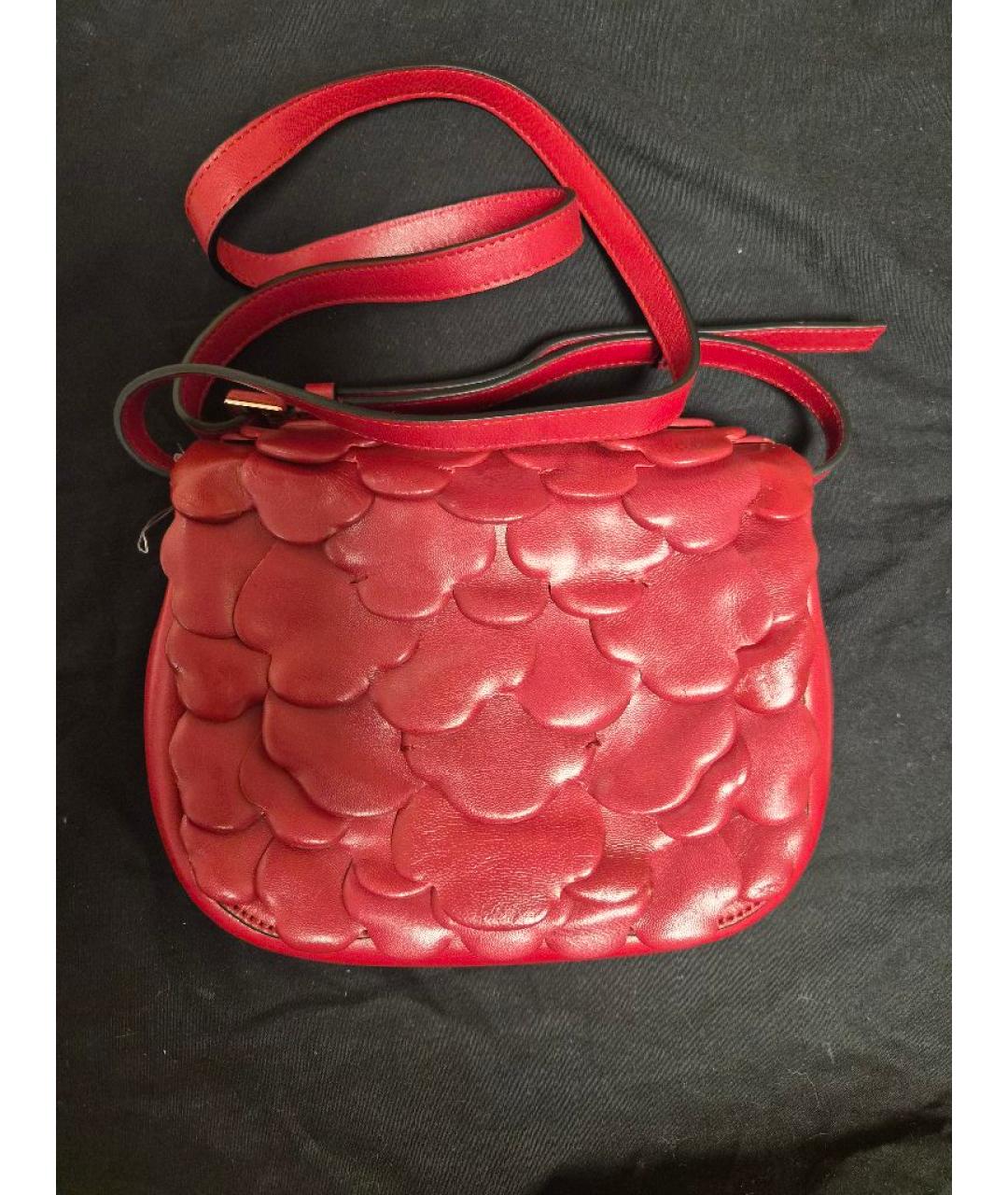VALENTINO Бордовая кожаная сумка через плечо, фото 2