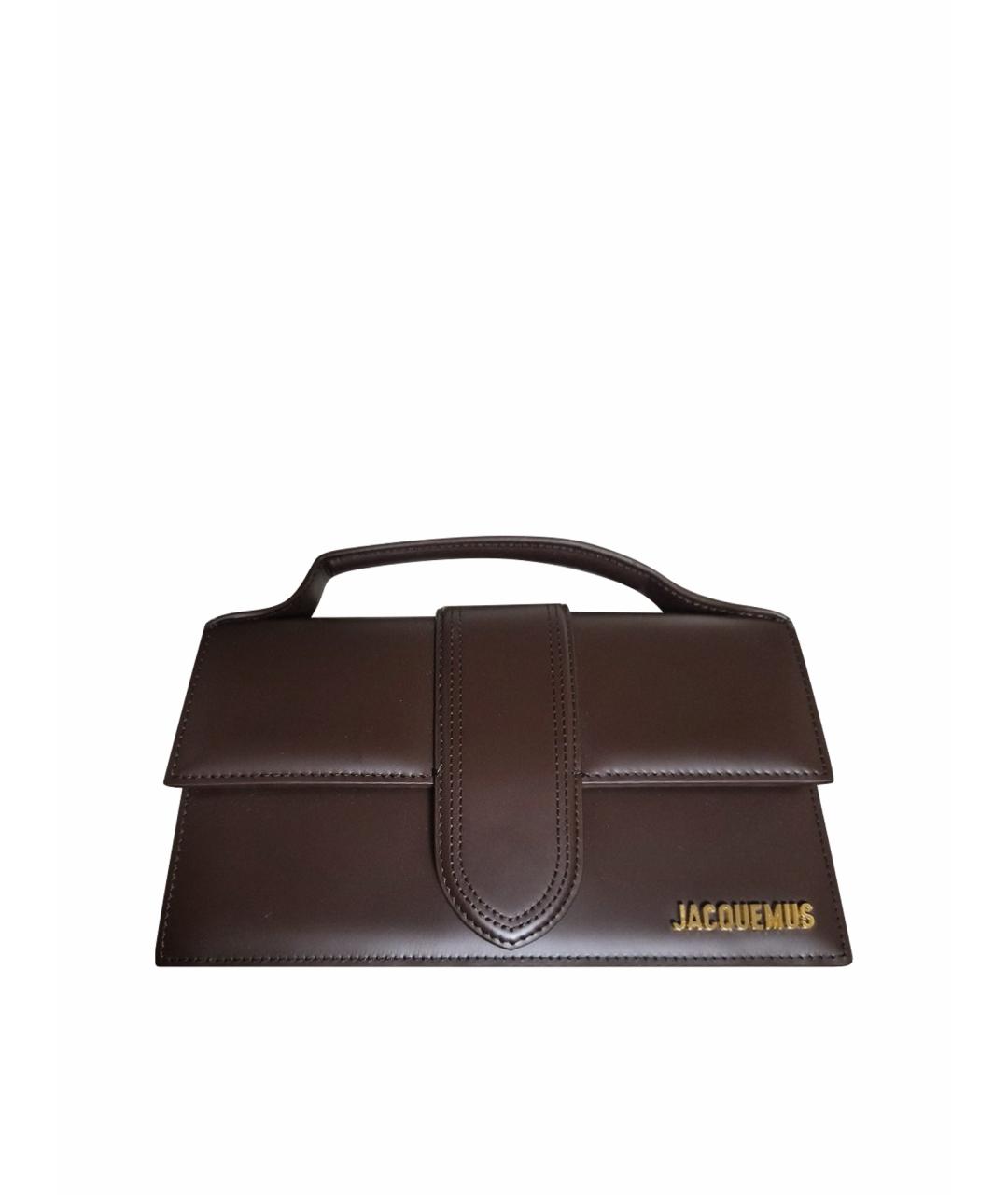 JACQUEMUS Коричневая кожаная сумка с короткими ручками, фото 1