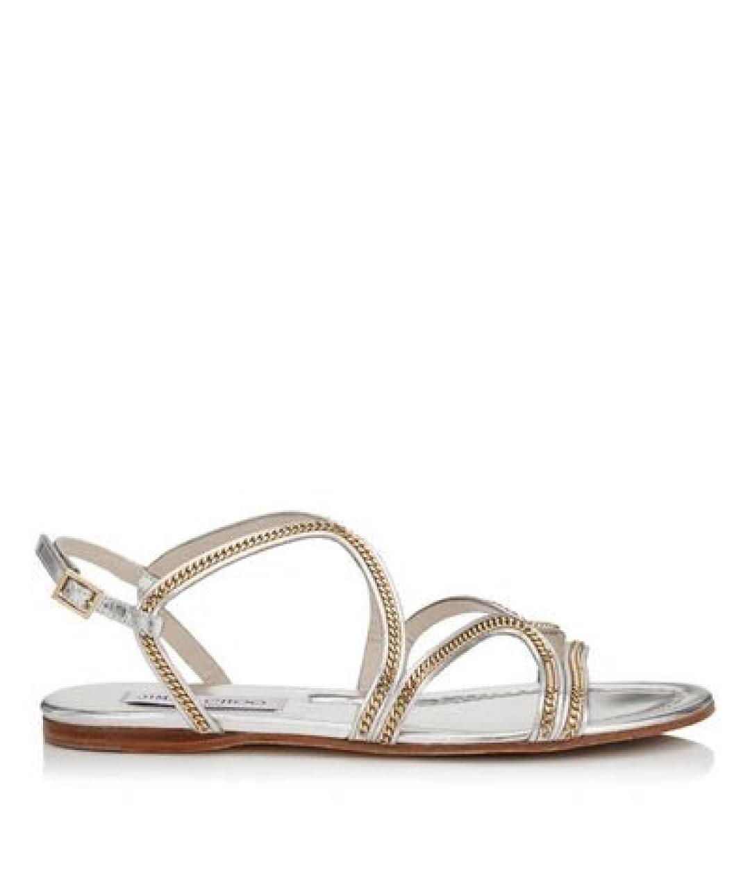 JIMMY CHOO Золотые кожаные сандалии, фото 8