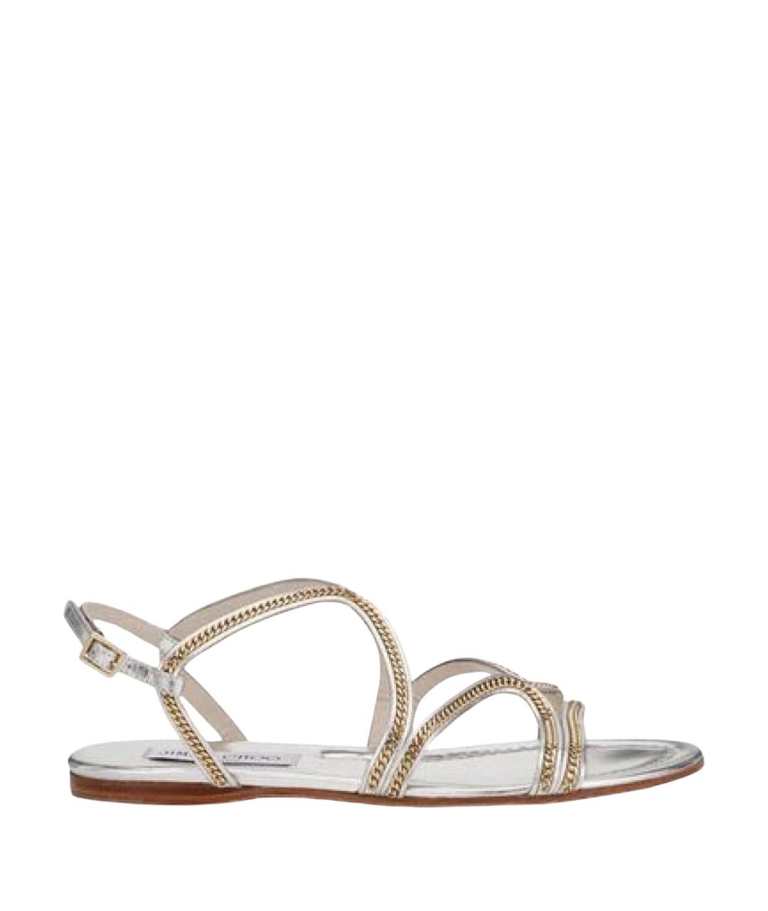 JIMMY CHOO Золотые кожаные сандалии, фото 1