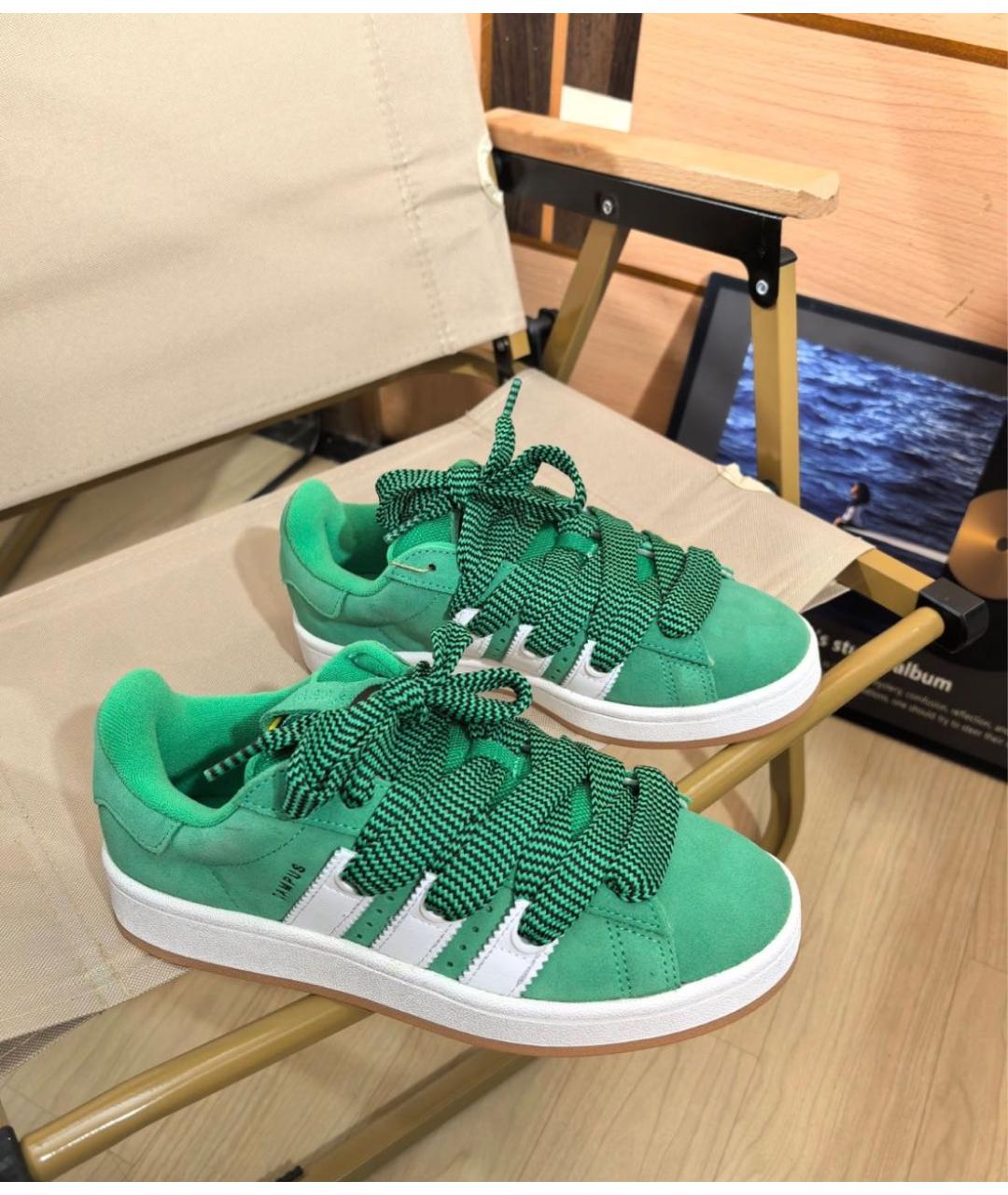 ADIDAS Зеленые замшевые кроссовки, фото 2