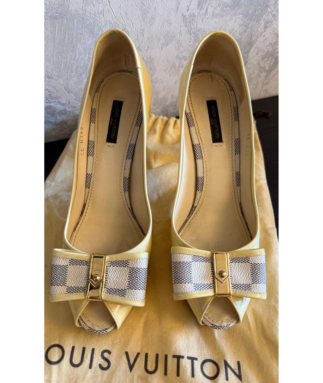 LOUIS VUITTON Желтые туфли из лакированной кожи, фото 7