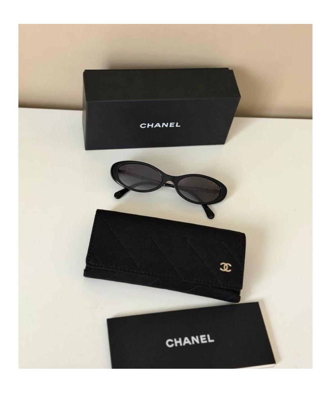 CHANEL Черные пластиковые солнцезащитные очки, фото 4