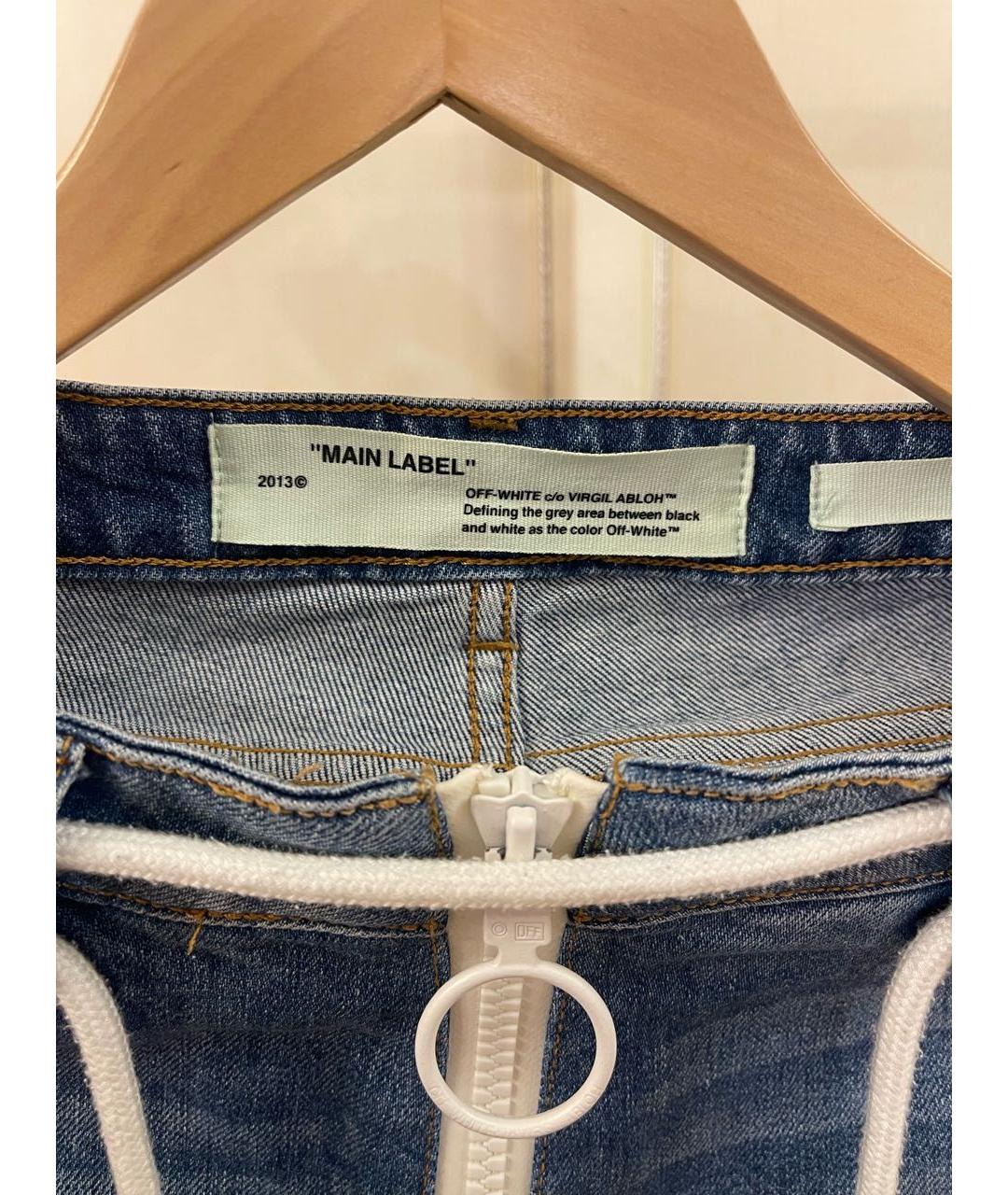 OFF-WHITE Голубые хлопковые джинсы слим, фото 3