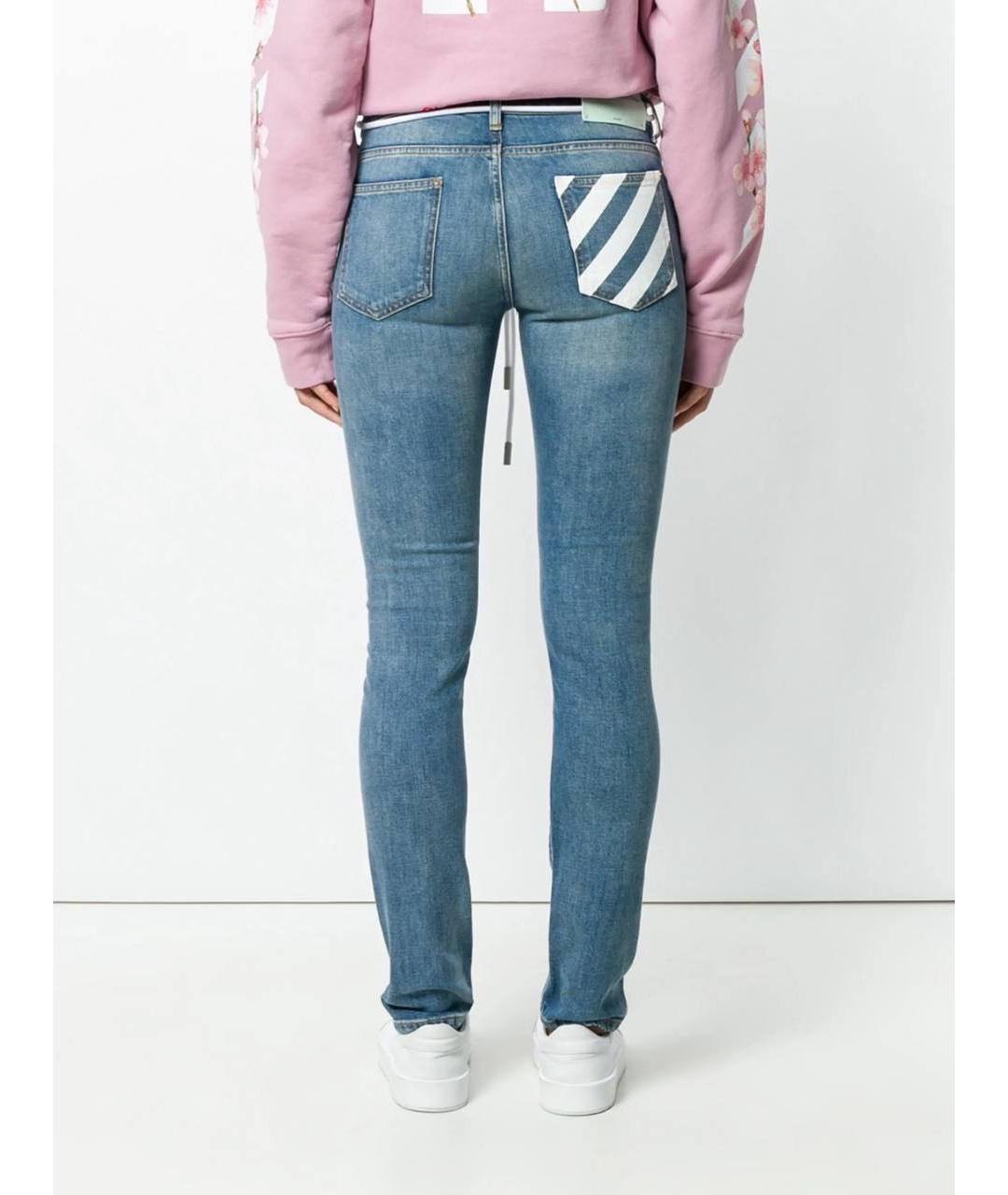 OFF-WHITE Голубые хлопковые джинсы слим, фото 5