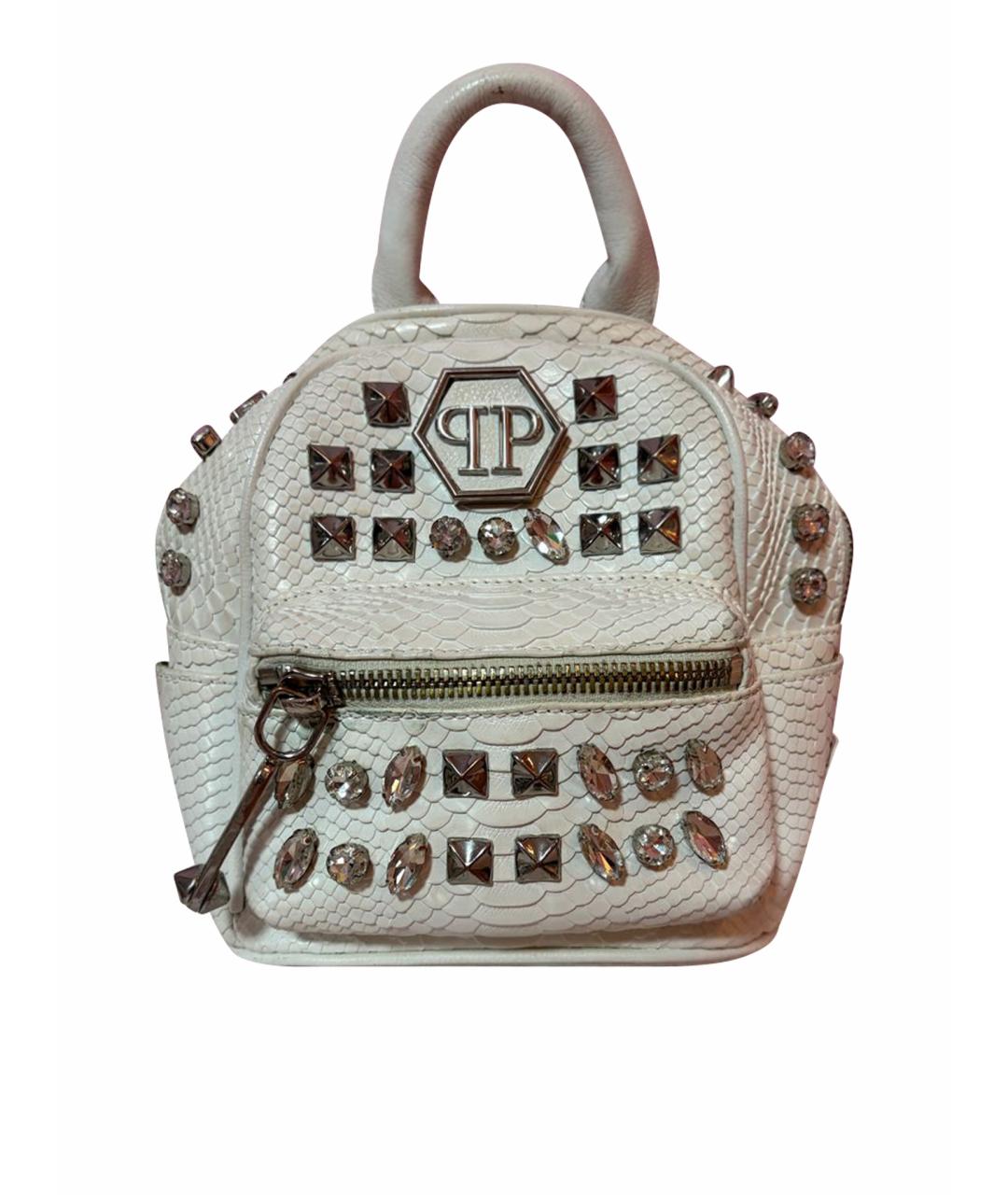 PHILIPP PLEIN Белый кожаный рюкзак, фото 1