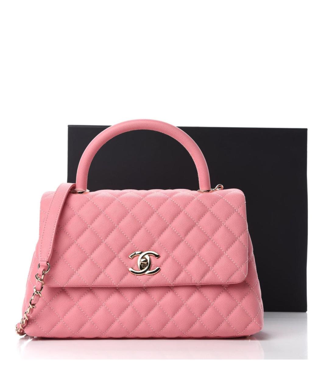 CHANEL Розовая кожаная сумка с короткими ручками, фото 5