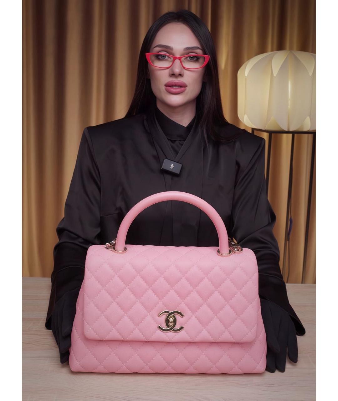 CHANEL Розовая кожаная сумка с короткими ручками, фото 6