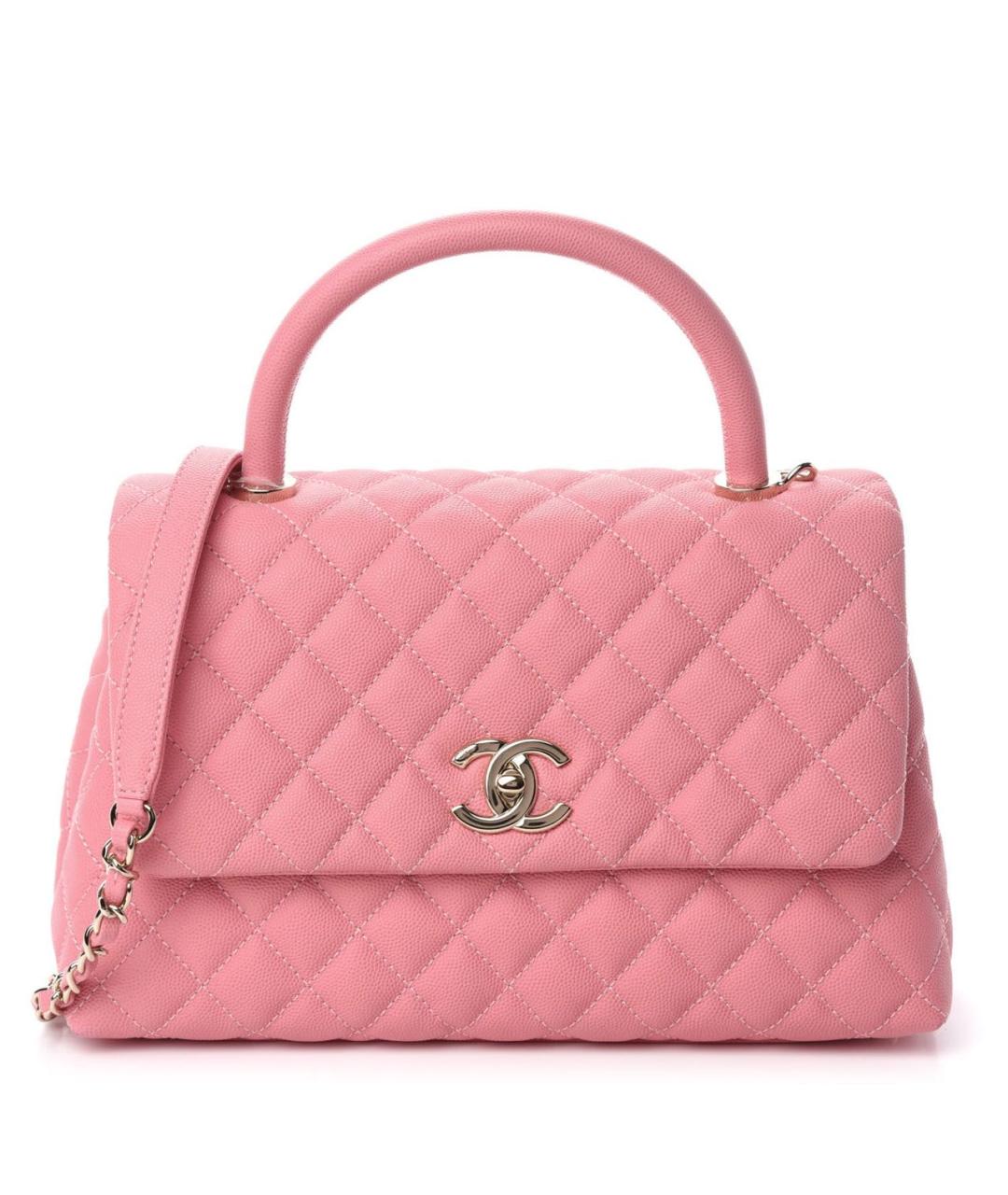 CHANEL Розовая кожаная сумка с короткими ручками, фото 8