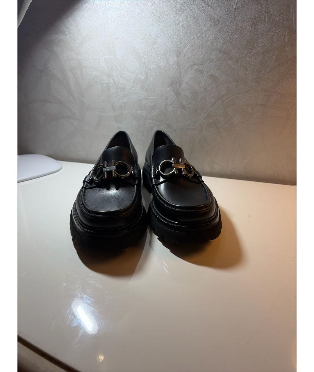 FERRAGAMO Черные кожаные лоферы, фото 2