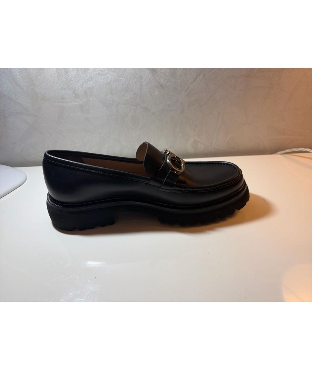 FERRAGAMO Черные кожаные лоферы, фото 9