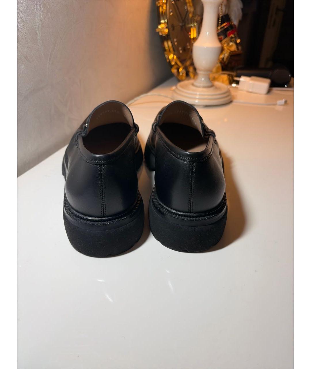 FERRAGAMO Черные кожаные лоферы, фото 4