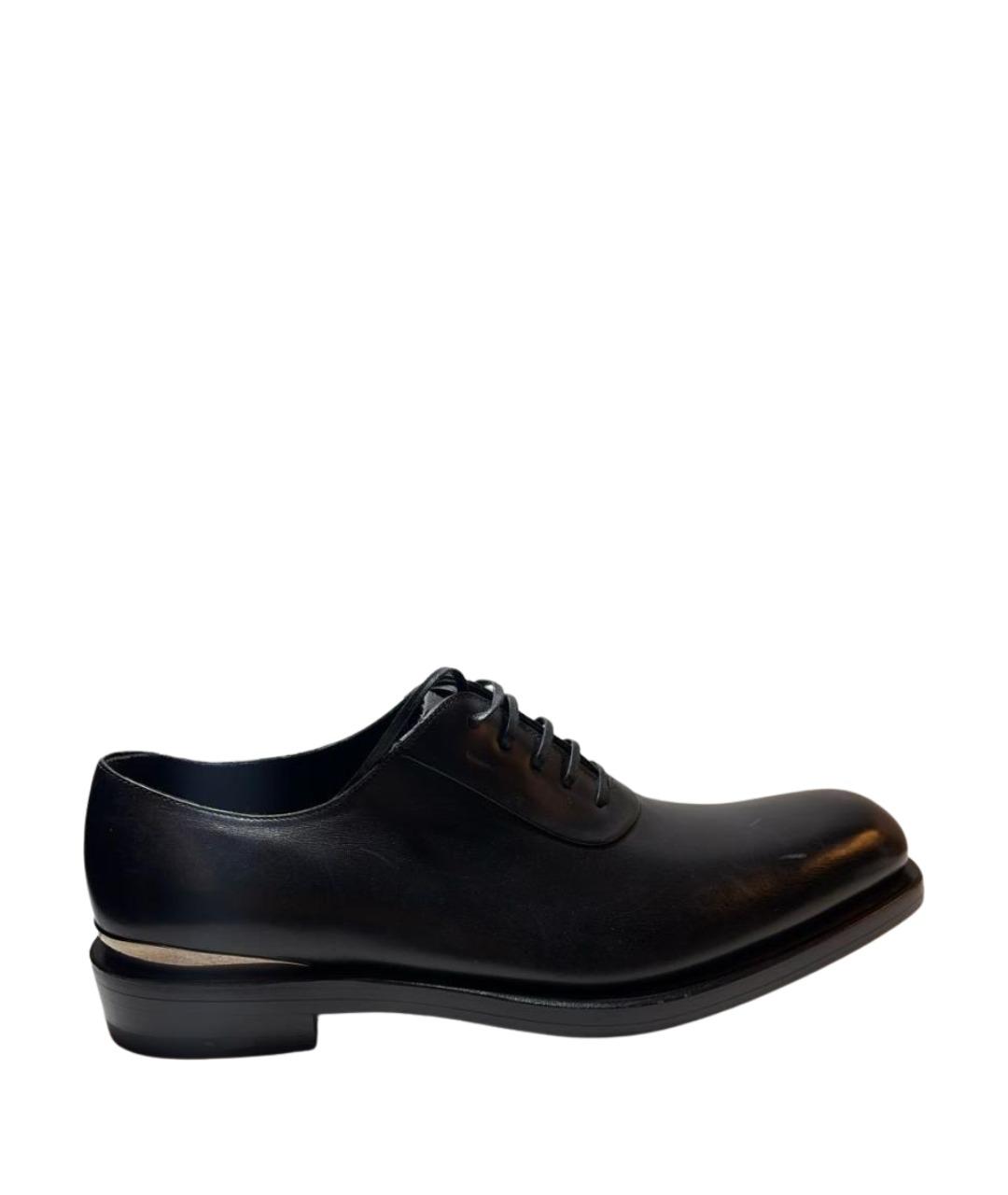 FERRAGAMO Черные кожаные низкие ботинки, фото 1