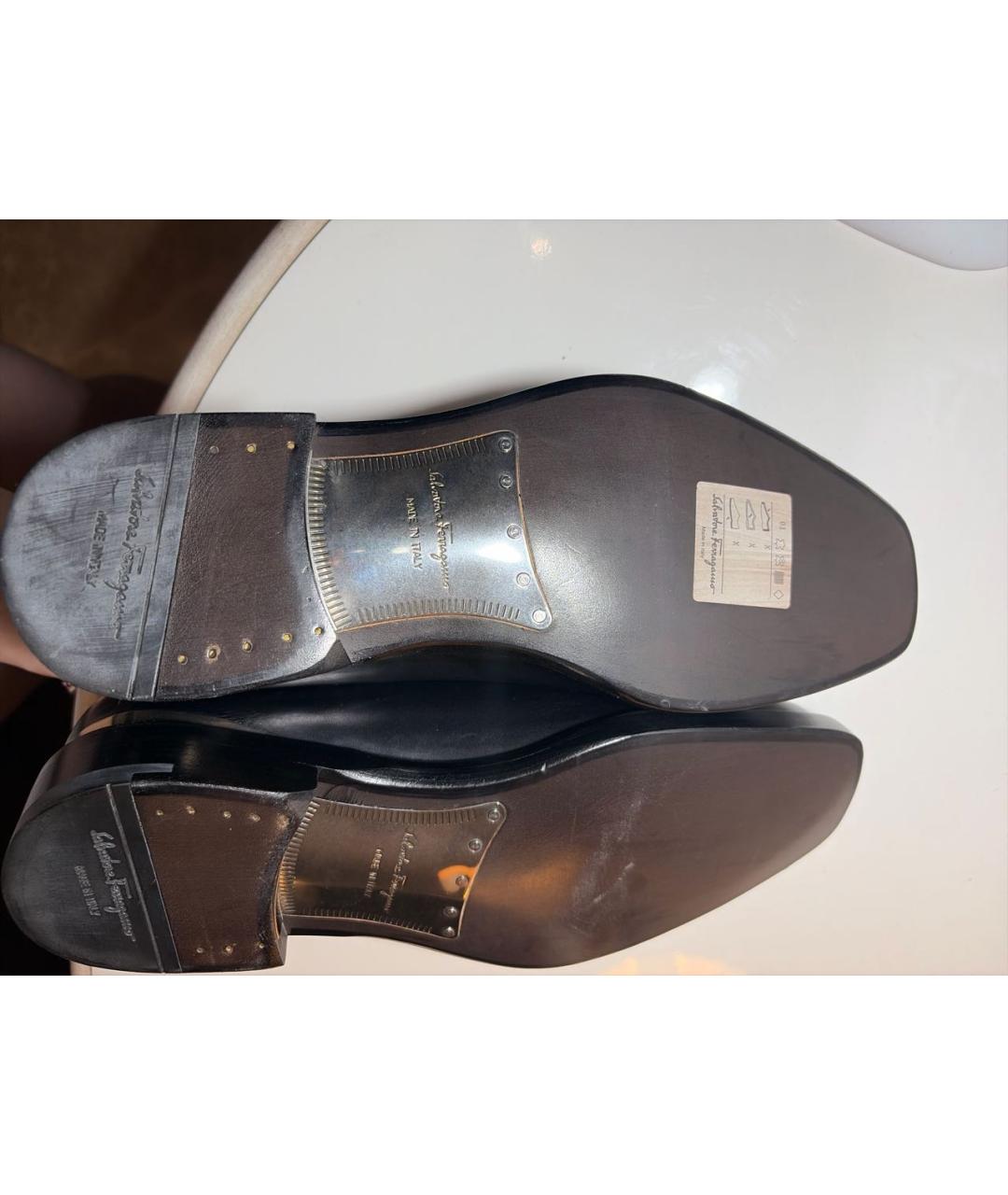 FERRAGAMO Черные кожаные низкие ботинки, фото 5