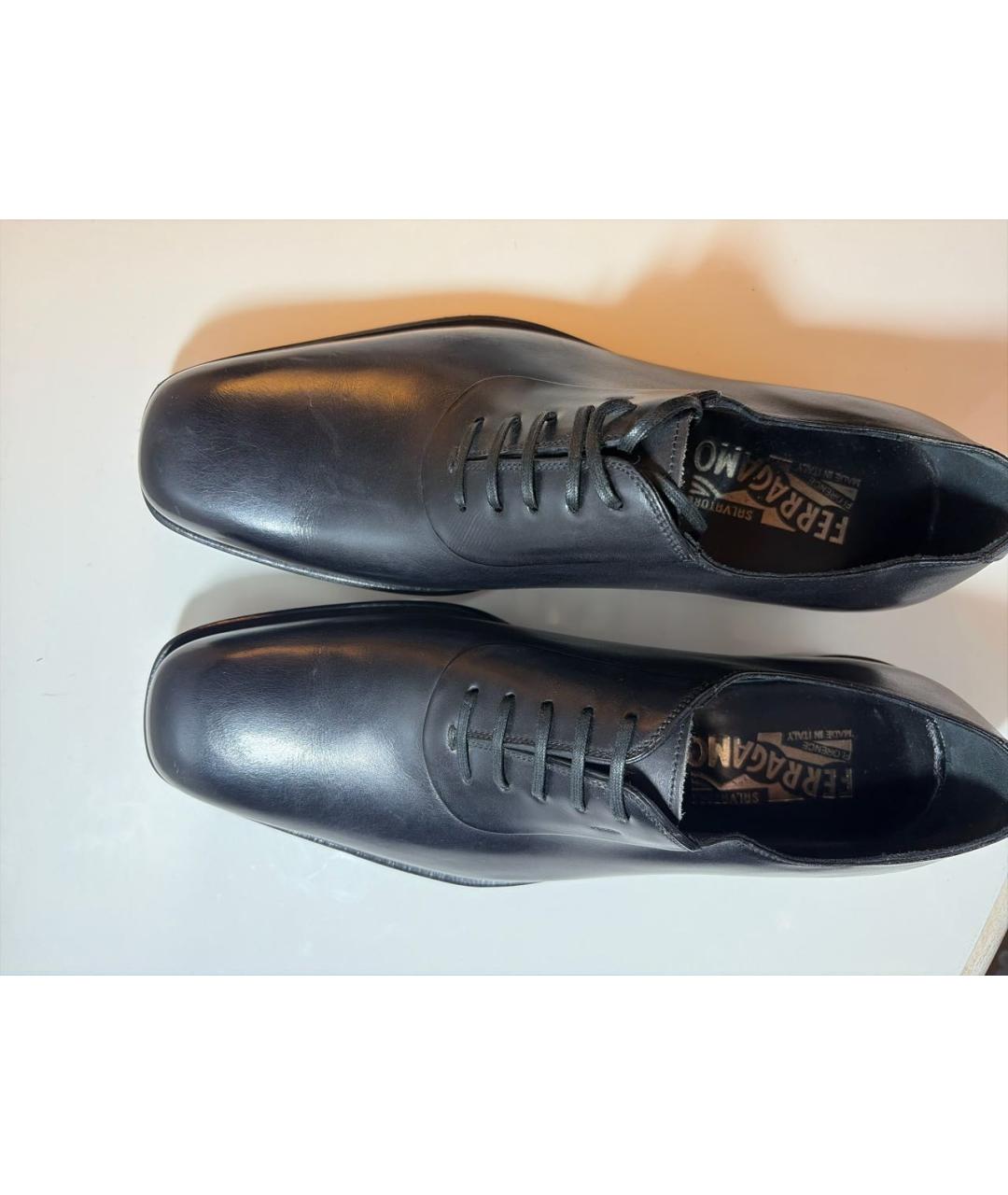 FERRAGAMO Черные кожаные низкие ботинки, фото 8