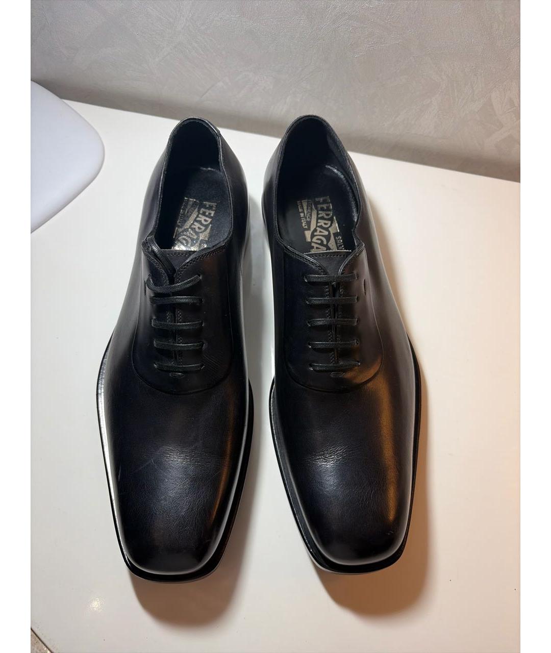 FERRAGAMO Черные кожаные низкие ботинки, фото 2