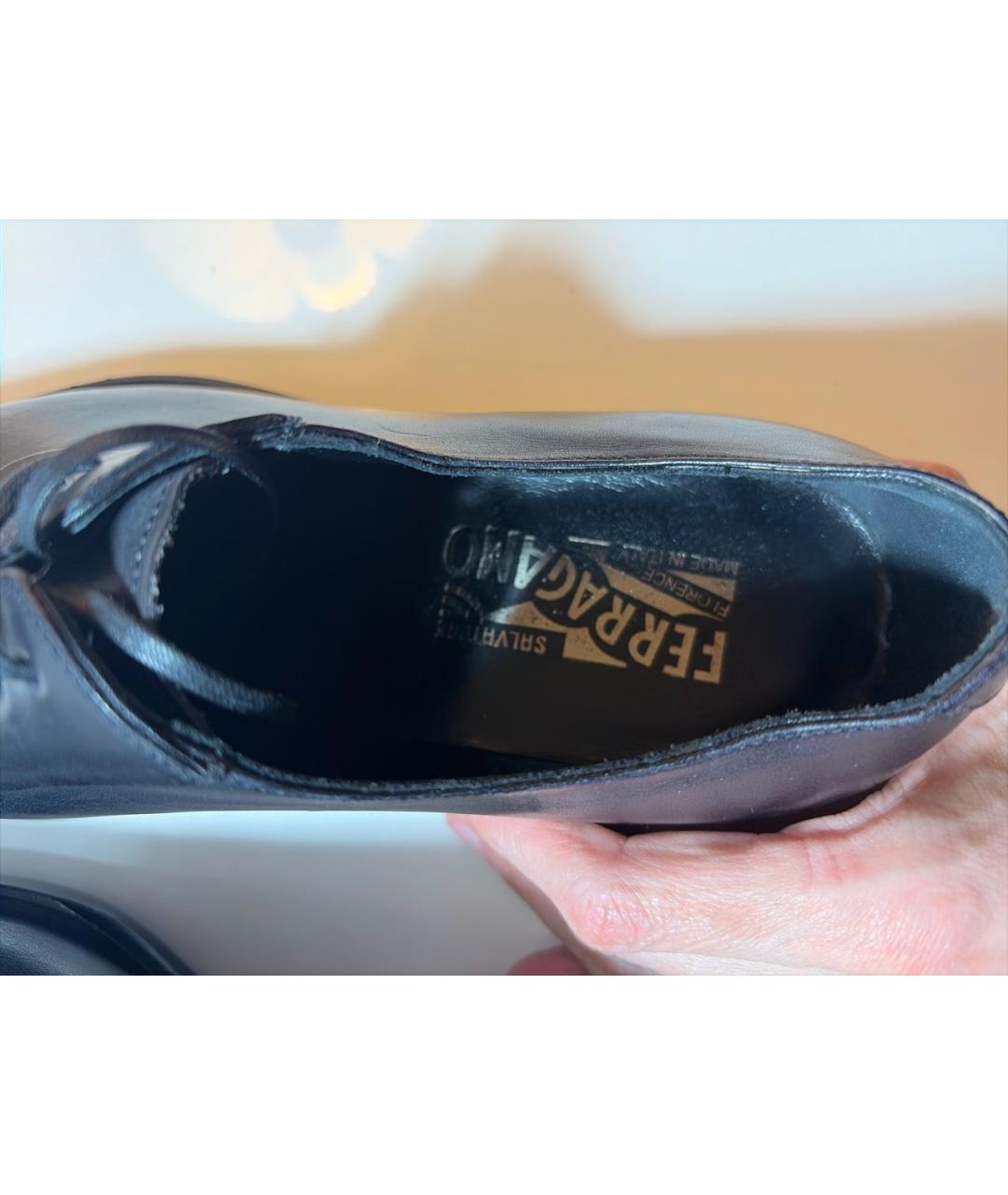 FERRAGAMO Черные кожаные низкие ботинки, фото 7