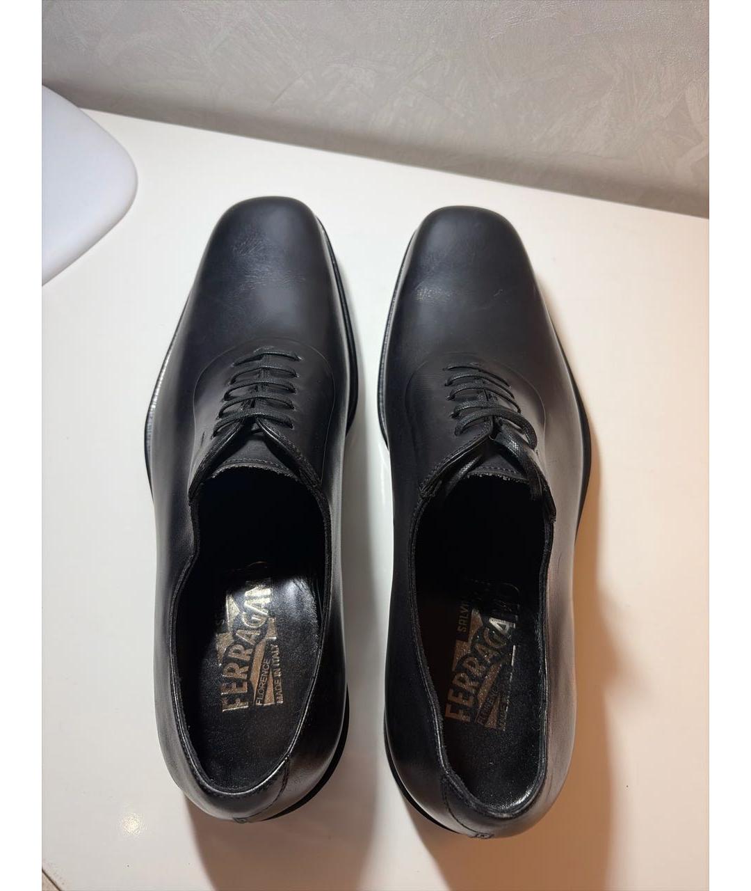 FERRAGAMO Черные кожаные низкие ботинки, фото 3