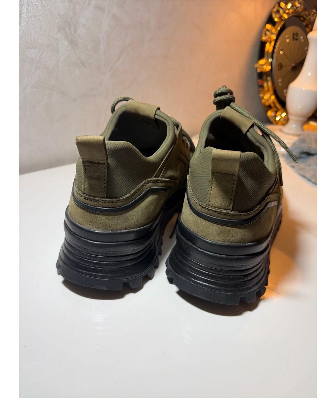 TOD'S Хаки текстильные низкие ботинки, фото 4