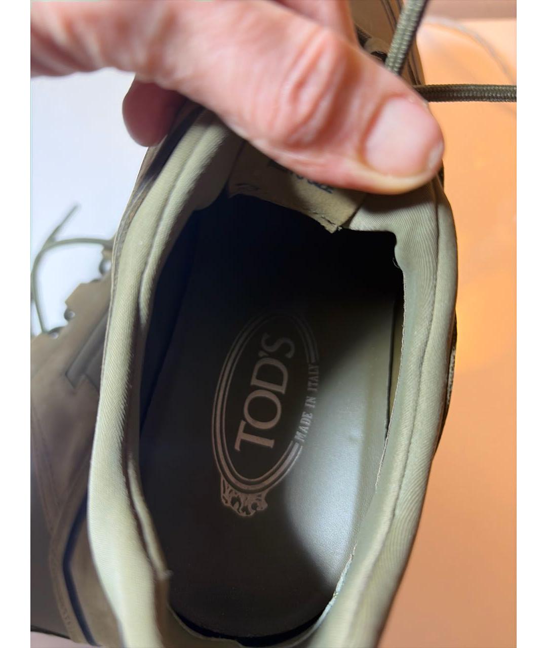 TOD'S Хаки текстильные низкие ботинки, фото 6