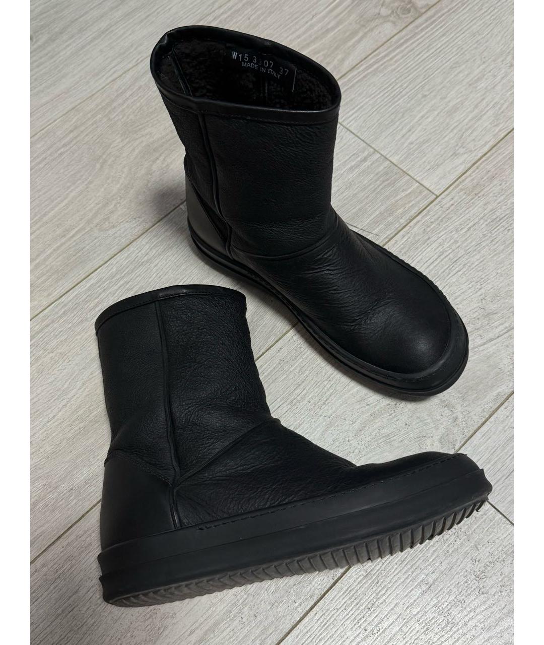 RICK OWENS Черные кожаные сапоги, фото 6