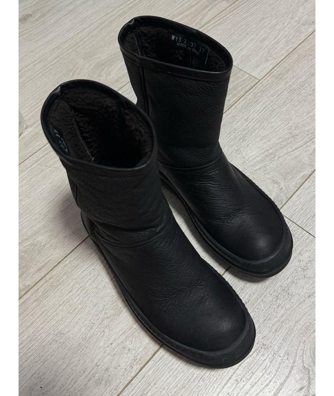 RICK OWENS Черные кожаные сапоги, фото 4
