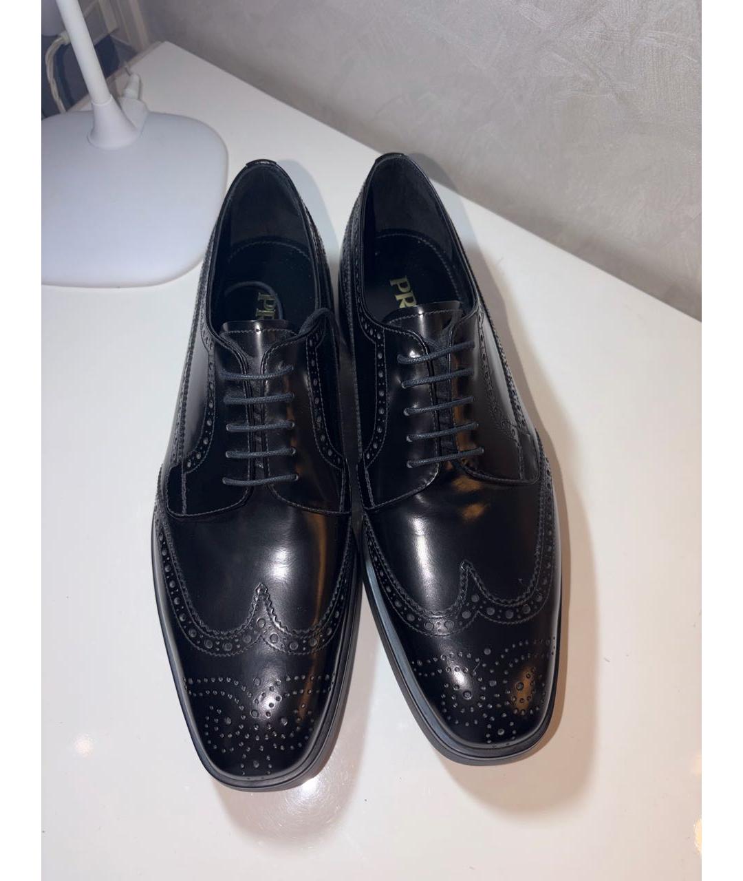 PRADA Черные кожаные низкие ботинки, фото 2